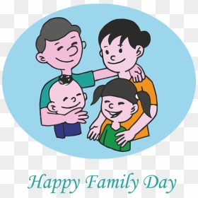 Transparent Family Day Cartoon People Sharing For Happy - Art Ayah Ibu, HD Png Download - happy people png