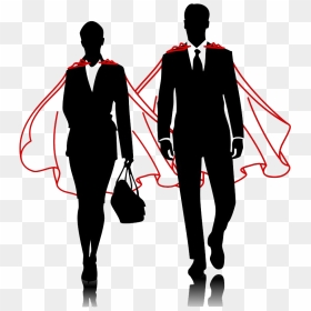 And Superhero Business Men Businessperson Women Clipart - Man And Woman Superhero, HD Png Download - business woman png