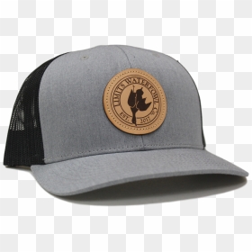 Leather Patch Logo Trucker Gray And Black Hat Limits - Baseball Cap, HD Png Download - black hat png