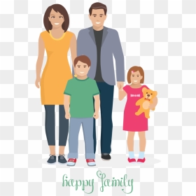 Transparent Family Day People Cartoon Standing For - Family Illustration Flat, HD Png Download - happy people png