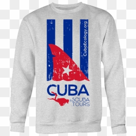Cuba Scuba Shark Fin Flag - Long-sleeved T-shirt, HD Png Download - cuba flag png