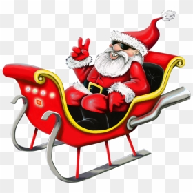 Cool Santa In Sleigh Clipart , Png Download - Cool Santa Claus Png, Transparent Png - sleigh png