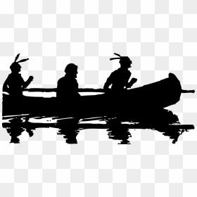 Canoe Native Americans In The United States Clip Art - Native American Canoe Silhouette, HD Png Download - fishing boat png