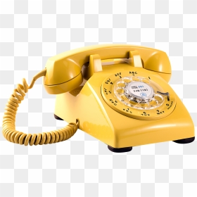 Yellow Rotatory Dial Phone - Telephone Aesthetic, HD Png Download - phone.png