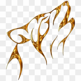 Golden Ember Tribal Wolf No Background Clip Arts - Easy Wolf Drawing Tattoo, HD Png Download - ember png
