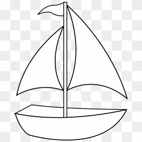 Colorable Sailboat Line Art Free Clip Painting - Sail Boat Simple Drawing, HD Png Download - fishing boat png