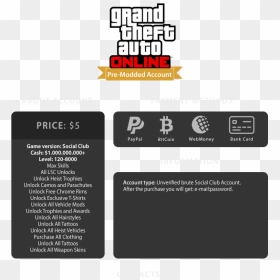 Gta Modded Accounts Email And Passwords, HD Png Download - gta online png