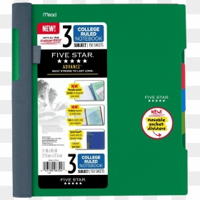 Five Star 5 Subject Divider Notebook, HD Png Download - spiral notebook png