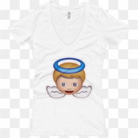 Women"s Emoji V-neck - T-shirt, HD Png Download - angel emoji png