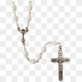 First Communion Simulated White Plastic Oval Rosary - Cross, HD Png Download - rosary png
