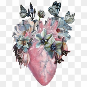 Realistic Heart And Flowers, HD Png Download - anatomical heart png
