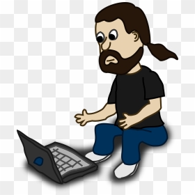Man On Laptop Cartoon, HD Png Download - ponytail png