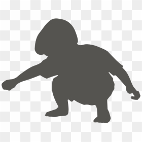 Boy Squatting - Kid Drawing Silhouette Png, Transparent Png - children silhouette png