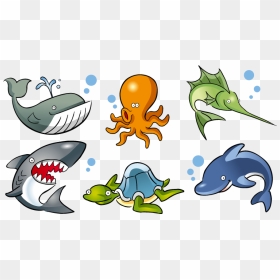 Deep Sea Creature Aquatic Animal Ocean Marine Life - Ocean Ocean Life Fish Cartoon, HD Png Download - ocean fish png