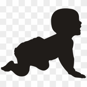 Silhouette Baby Crawling Young Laughing Cute - Silhouette Baby Crawling Clipart, HD Png Download - children silhouette png