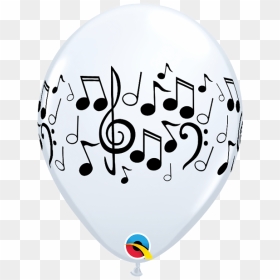White Music Notes Latex Balloon - Balloons With Musical Notes, HD Png Download - white music notes png