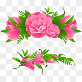 Pink Flowers Decorative Element - Free Flower Border Clip Art, HD Png Download - peonies png