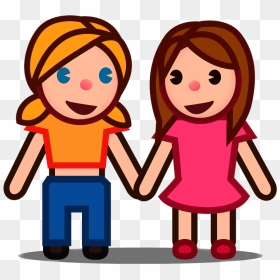 Women Holding Hands Emoji Clipart - Boy Girl Love Emoji, HD Png Download - emoji hands png