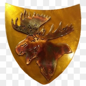Antiqued Moose On Gold Shield Background - Shield With A Moose, HD Png Download - gold shield png