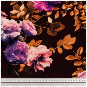 Viscose Jersey Printed Purple Roses In The Dark Multicolored - Hybrid Tea Rose, HD Png Download - purple roses png