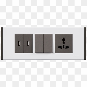 8 M White Plate With Grey Colour Trim - Light Switch, HD Png Download - white plate png