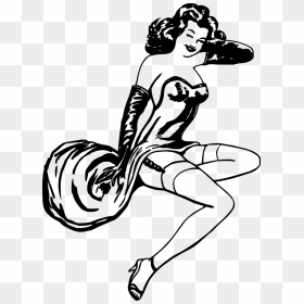 Black And White Pinup Girl Clipart, HD Png Download - sexy woman png
