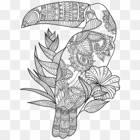 Animal Adult Coloring Pages - Animal Full Page Coloring Pages For Adults, HD Png Download - toucan png