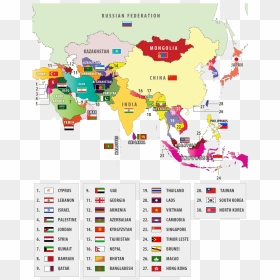 Flags Of Asian Countries - Map, HD Png Download - asia png