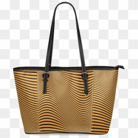 Orange And Black Wavy Lines Leather Tote Bag/small - Handbag, HD Png Download - wavy lines png