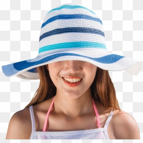 Wearing Summer Hat - Girl With Hat Png, Transparent Png - bowler hat png