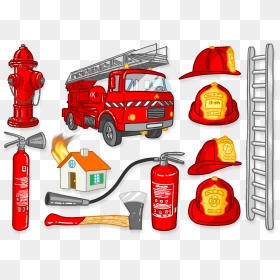 Firefighter Clipart Fire Engine - Things In Fire Station, HD Png Download - firetruck png