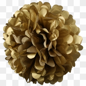 Round Tissue Pom Poms Gold - Diy Pink And White Birthday Decorations, HD Png Download - pom pom png