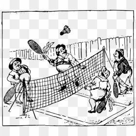 Badminton - Sketch Of Playing Badminton, HD Png Download - fat guy png