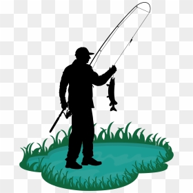 Clip Library Stock Fishing Rod Clip Art Old Man Transprent - Man Fishing Pole Cartoon, HD Png Download - fishing rod png