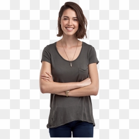 Happy Woman Next To White Label Ppc Management Services - Young Woman Stock, HD Png Download - happy person png