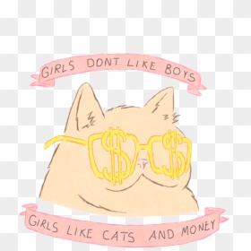 Art Girls Cute Kawaii Cats Grunge Lovely Pink Pastel - Girls Dont Like Boys Girls Like Cats, HD Png Download - pastel goth png