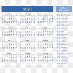 2020 Calendar Transparent Background - Free Printable 2020 Calendar With Holidays, HD Png Download - empty calendar png