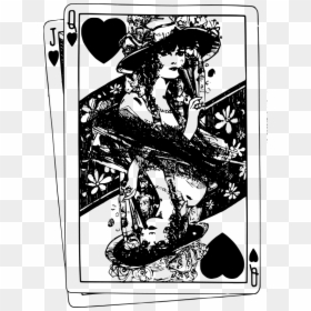 Black And White Queen Card, HD Png Download - queen of hearts card png
