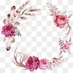 Transparent Background Pink Floral Wreath, HD Png Download - colourful floral design png