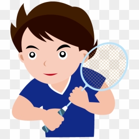 Transparent Tennis Racquet Clip Art - Boy Playing Badminton Clipart, HD Png Download - badminton player png