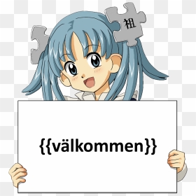 Wikipe Tan Swedish Welcome Sign - Anime Girl Holding Sign Template, HD Png Download - welcome girl png