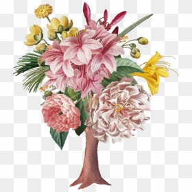 Bouquet De Fleurs Dessin Realiste, HD Png Download - colourful floral design png