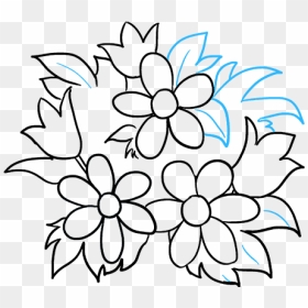 How To Draw Flower Bouquet - Easy To Draw Bouquet Of Flowers, HD Png Download - flower bookey png
