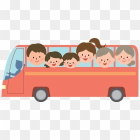 Family Bus Travel Clipart - 無料 イラスト バス 旅行, HD Png Download - travel bus png
