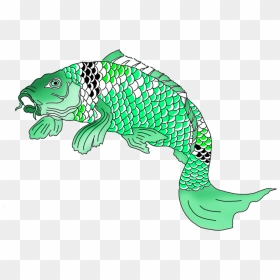 Green Japanese Koi Fish Clipart - Green Koi Fish Drawing, HD Png Download - fish png images