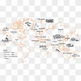 Kat Marshello Bizarre Journeys Travel World Map - Map, HD Png Download - world map.png
