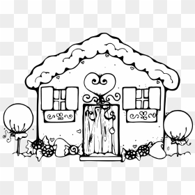 Gingerbread House Coloring Pages For Kids Clipart - Houses To Color And Print, HD Png Download - gingerbread house png