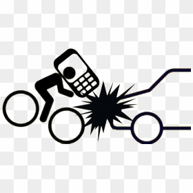 Distracted Bicyclist On Cell Phone Crashes Into Car - Safety Driving Png, Transparent Png - caution png