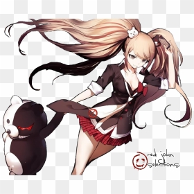 Enoshima Junko By Redjohn11-d6nb2el - Junko Enoshima And Monokuma, HD Png Download - monokuma png