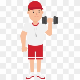 Transparent Dumbell Clipart - Soccer Coach Cartoon, HD Png Download - dumbell png